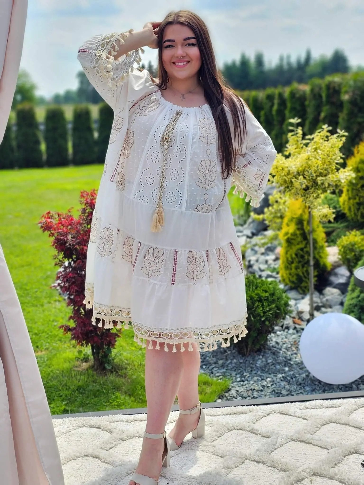 Krótka bawełniana sukienka w stylu boho Stylowa XL