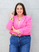 Krótka marynarka plus size z guzikami – stylowa i nowoczesna Stylowa XL Stylowa XL