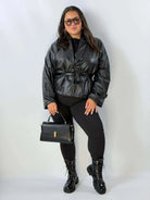 Kurtka damska Plus Size z eko skóry wiązana w pasie Stylowa XL