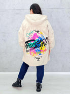 Kurtka damska z nadrukiem freestyle XXL – modny miejski styl w wersji plus size Stylowa XL