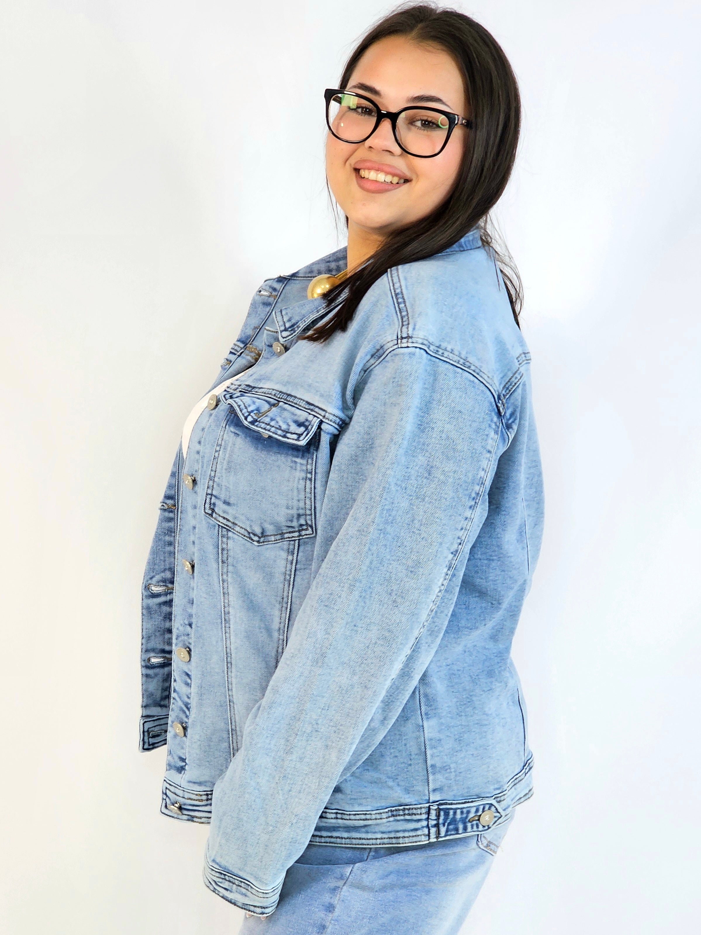 Kurtka jeansowa plus size – klasyczna katana jeansowa damska Stylowa XL