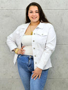 Kurtka jeansowa plus size biała – klasyczna katana XXL Stylowa XL Stylowa XL