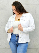Kurtka jeansowa plus size biała – klasyczna katana XXL Stylowa XL Stylowa XL
