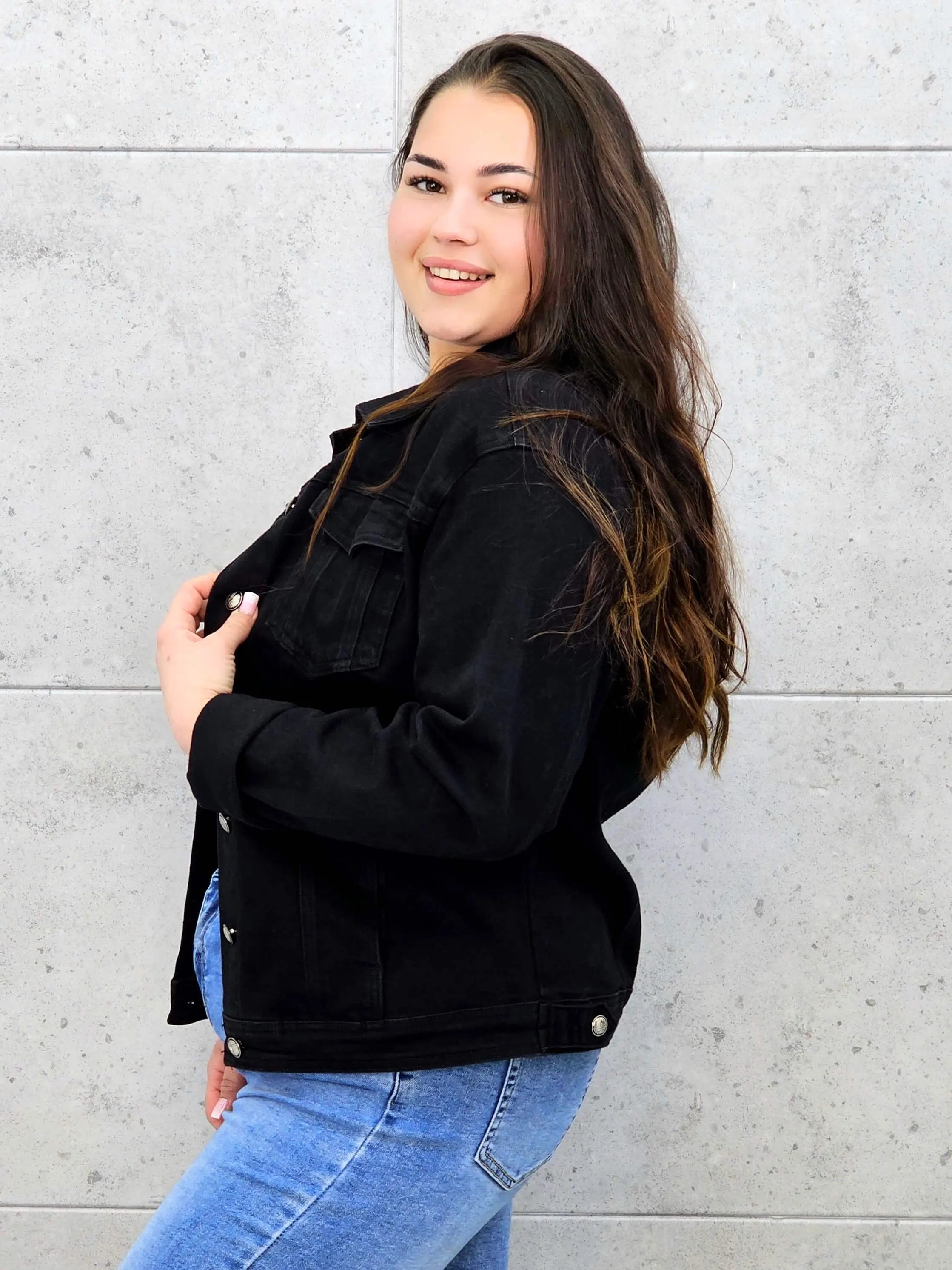 Kurtka jeansowa plus size czarna – klasyczna katana XXL Stylowa XL Stylowa XL