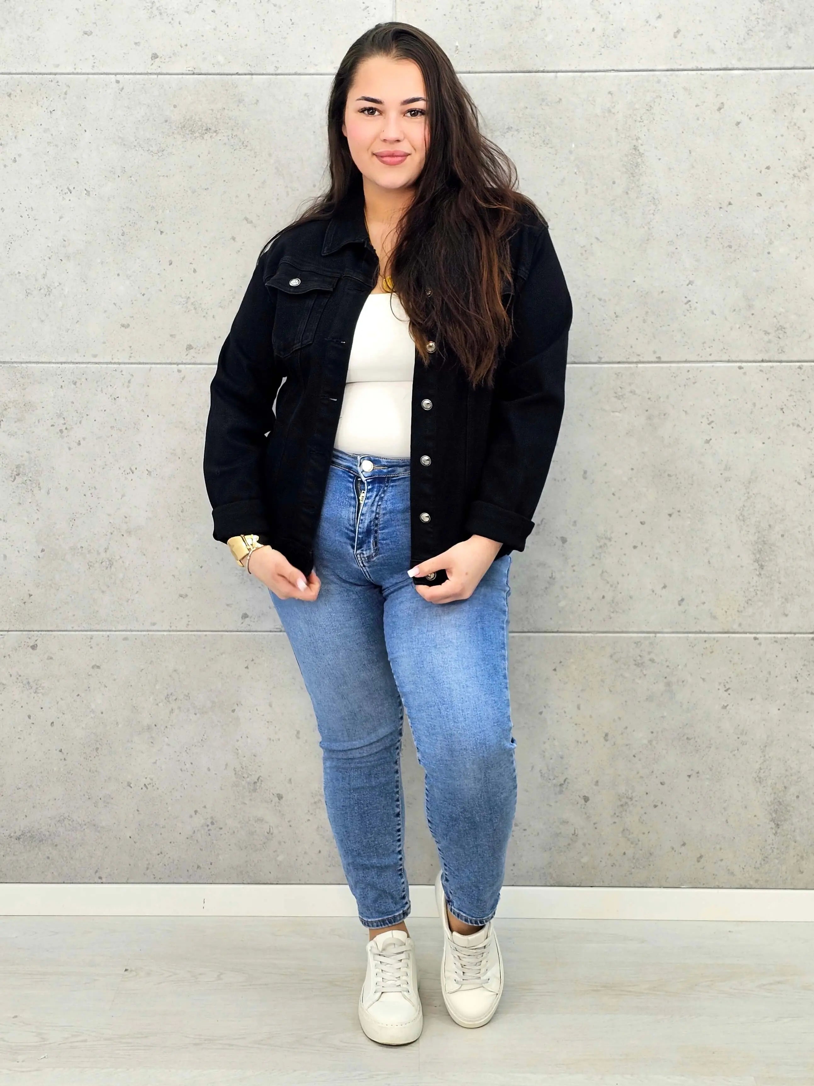 Kurtka jeansowa plus size czarna – klasyczna katana XXL Stylowa XL Stylowa XL