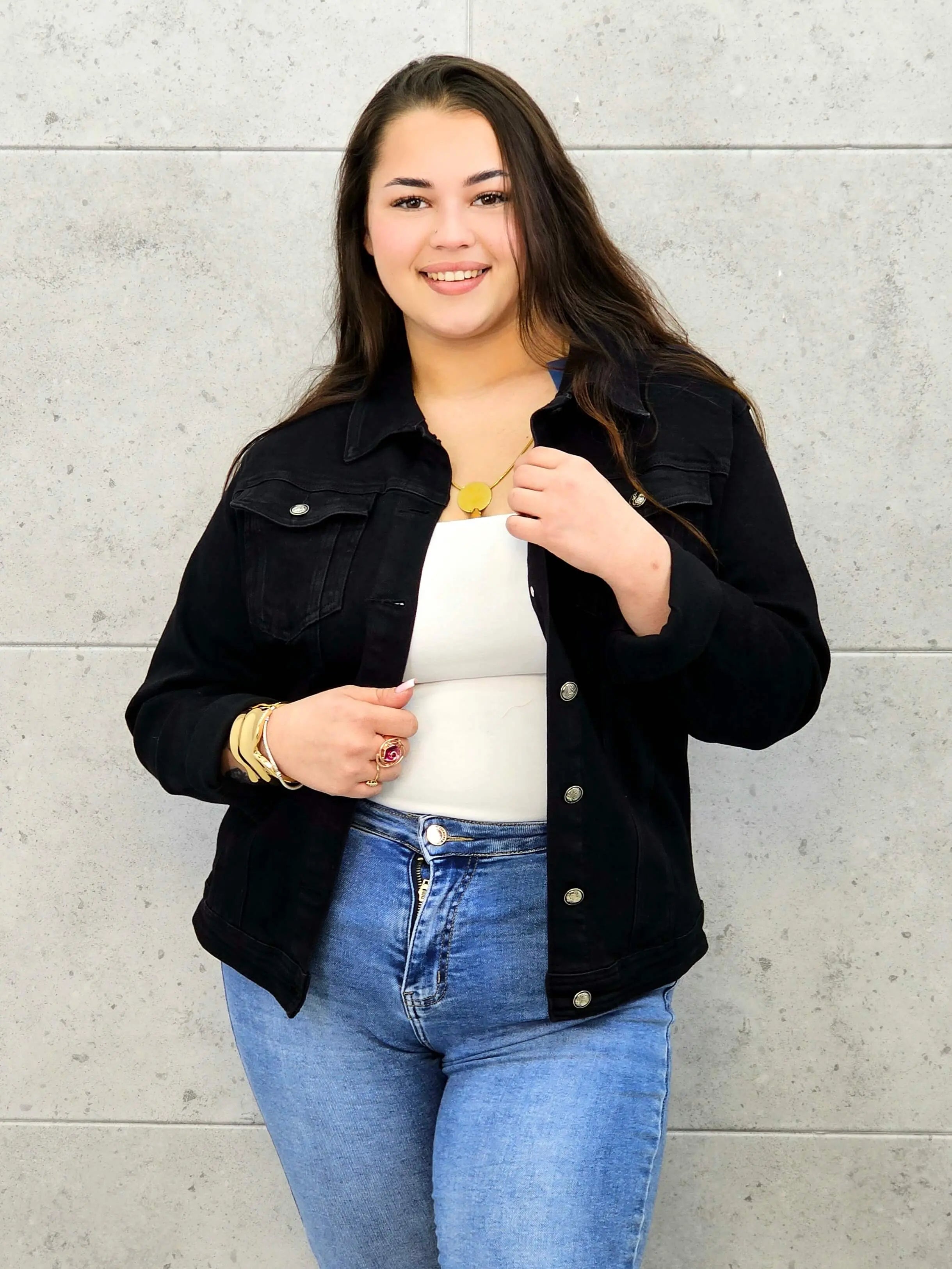 Kurtka jeansowa plus size czarna – klasyczna katana XXL Stylowa XL Stylowa XL