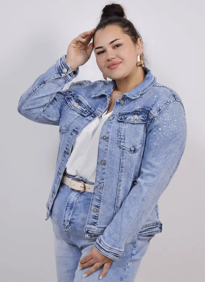 Kurtka jeansowa plus size z połyskiem – stylowa i wygodna Stylowa XL