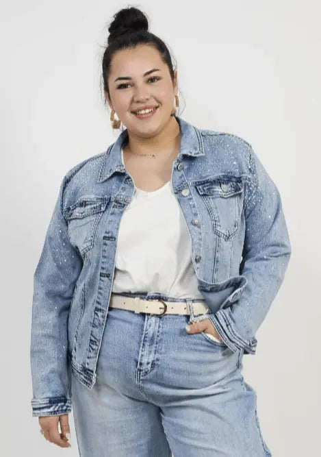 Kurtka jeansowa plus size z połyskiem – stylowa i wygodna Stylowa XL