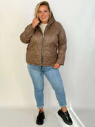 Kurtka pikowana Plus Size z kapturem Stylowa XL