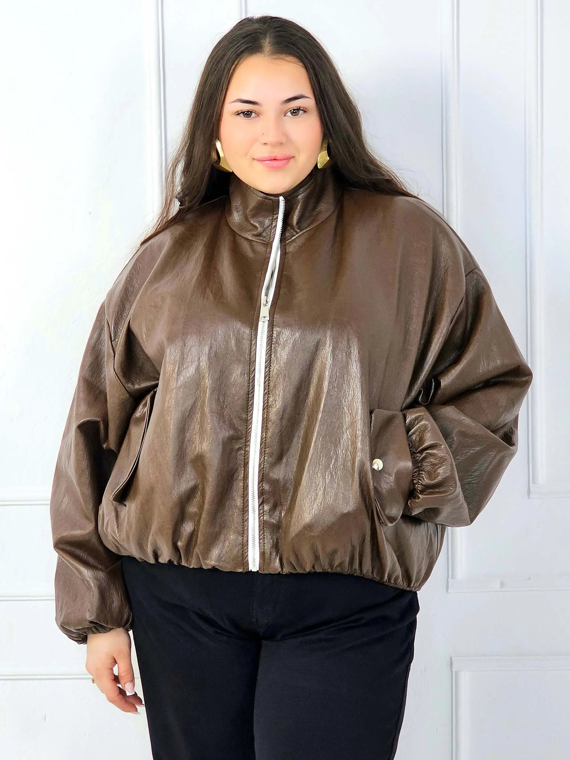 Kurtka plus size bomberka o luźnym kroju z suwakiem Stylowa XL