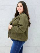 Kurtka ramoneska zamszowa khaki Stylowa XL