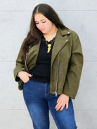 Kurtka ramoneska zamszowa khaki Stylowa XL