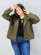 Kurtka ramoneska zamszowa khaki Stylowa XL