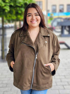 Kurtka ramoneska zamszowa khaki - rozmiary Stylowa XL