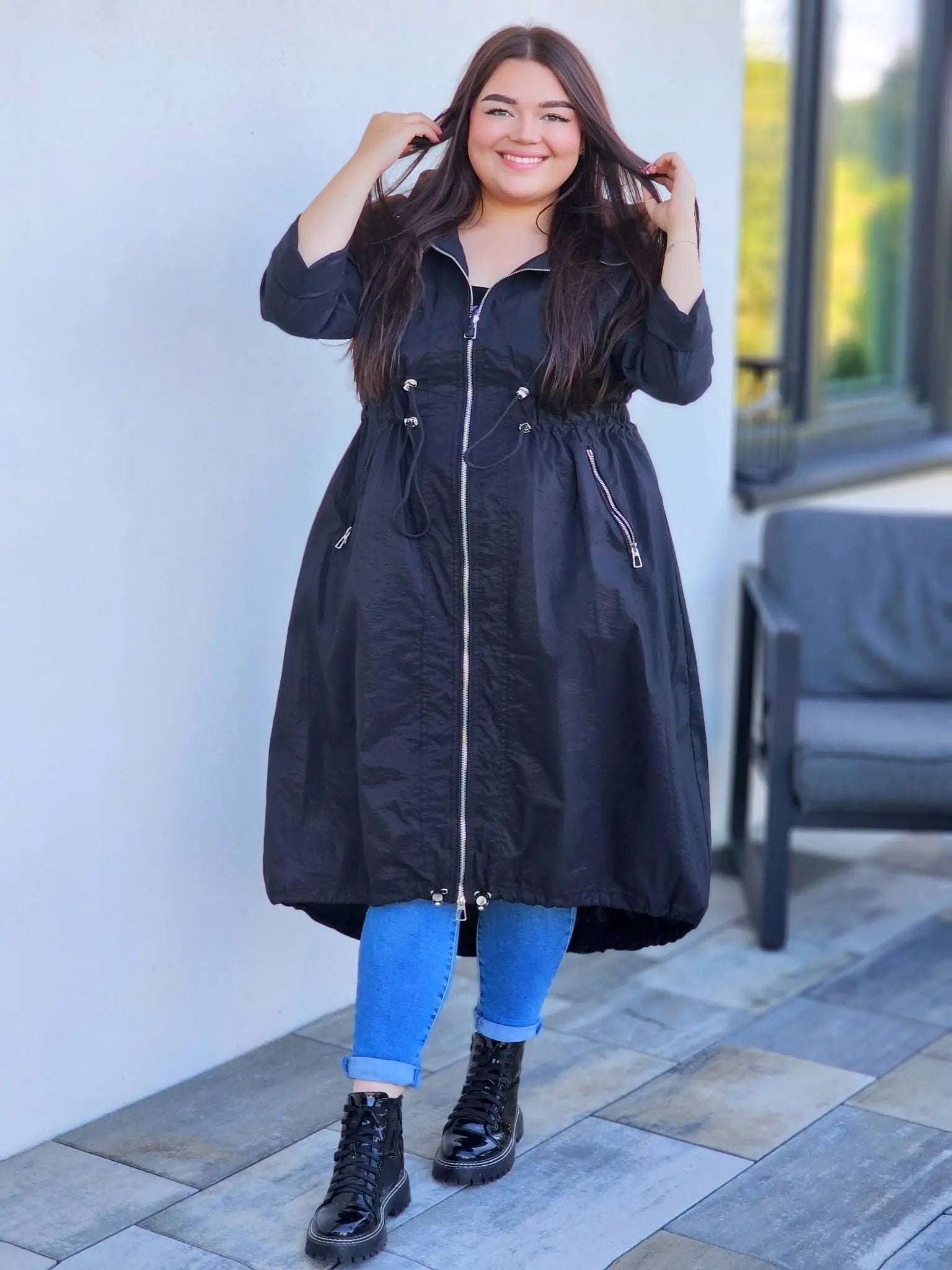 Lekka parka z kapturem Stylowa XL