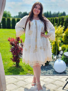 Letnia sukienka boho z haftem i chwostami Stylowa XL