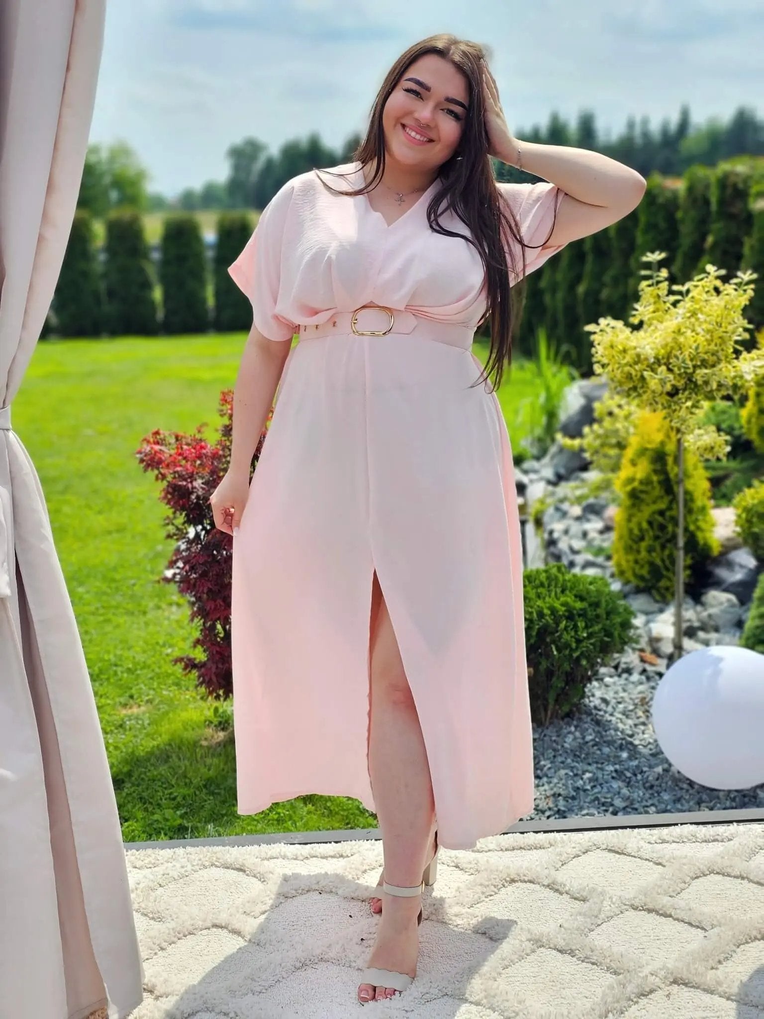 Letnia sukienka z paskiem Stylowa XL