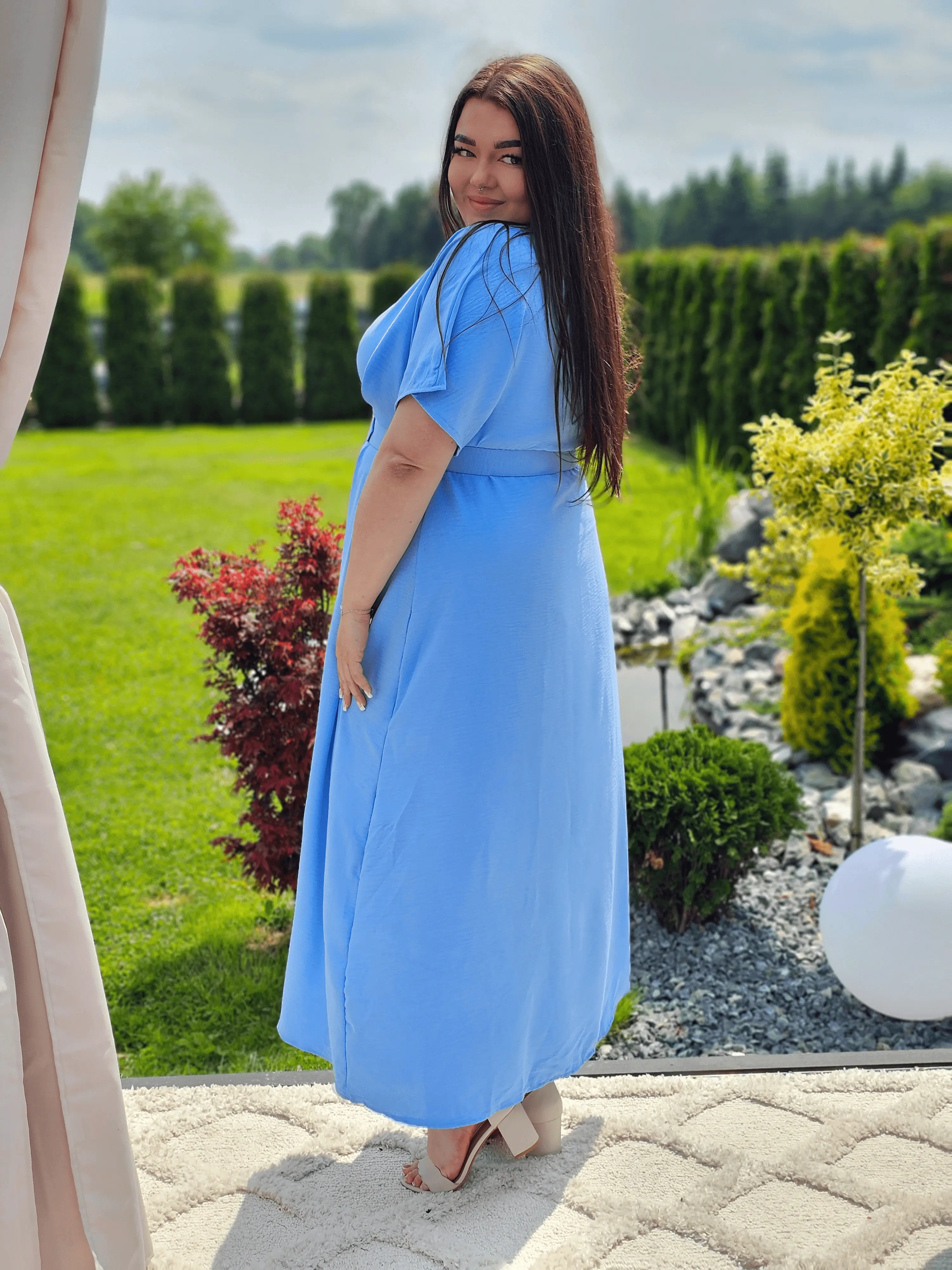 Letnia sukienka z paskiem Stylowa XL