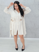 Lniana sukienka koszulowa Stylowa XL