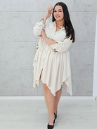 Lniana sukienka koszulowa Stylowa XL