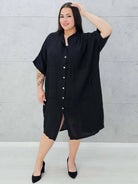 Lniana sukienka koszulowa Stylowa XL