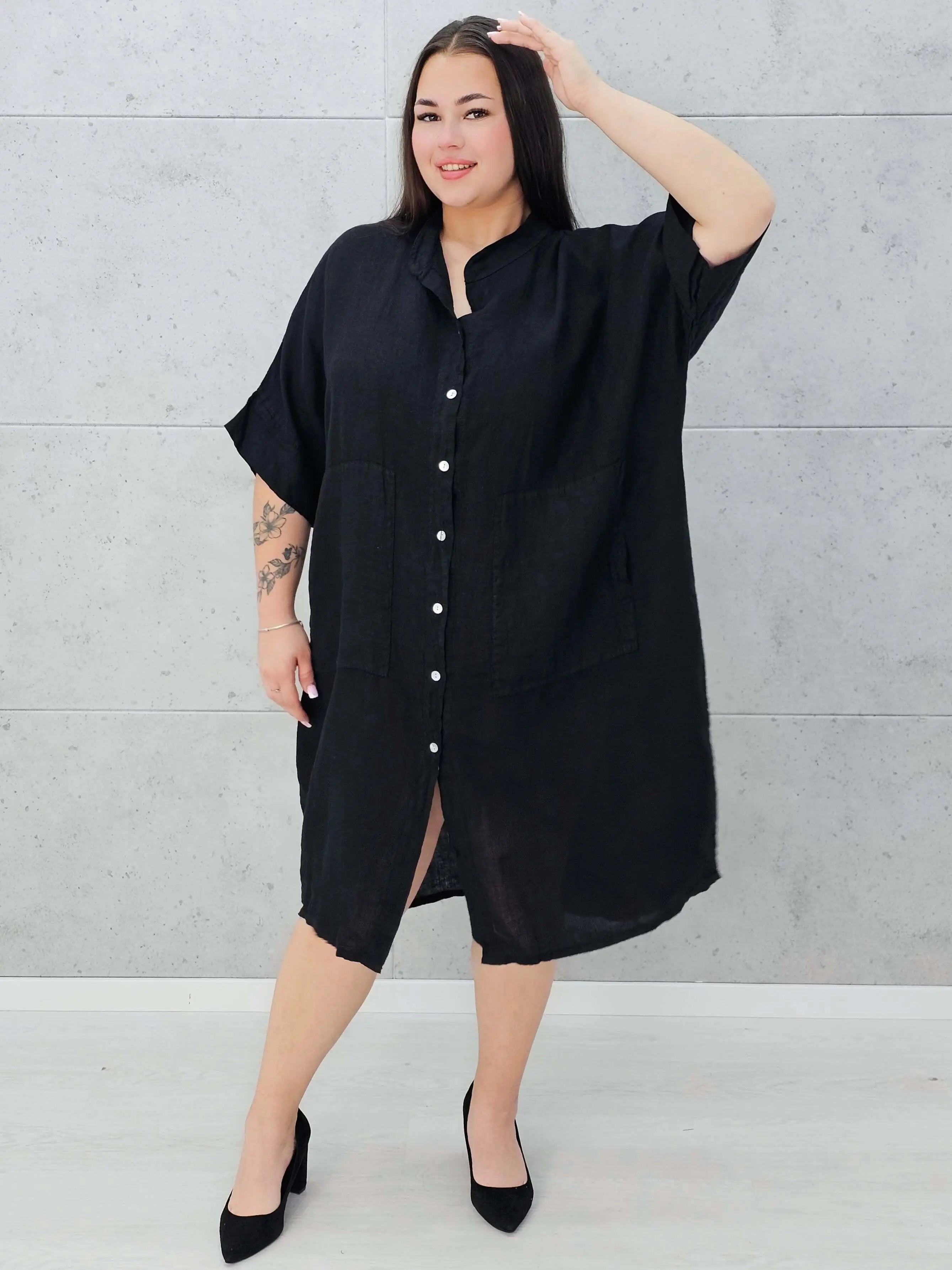 Lniana sukienka koszulowa Stylowa XL