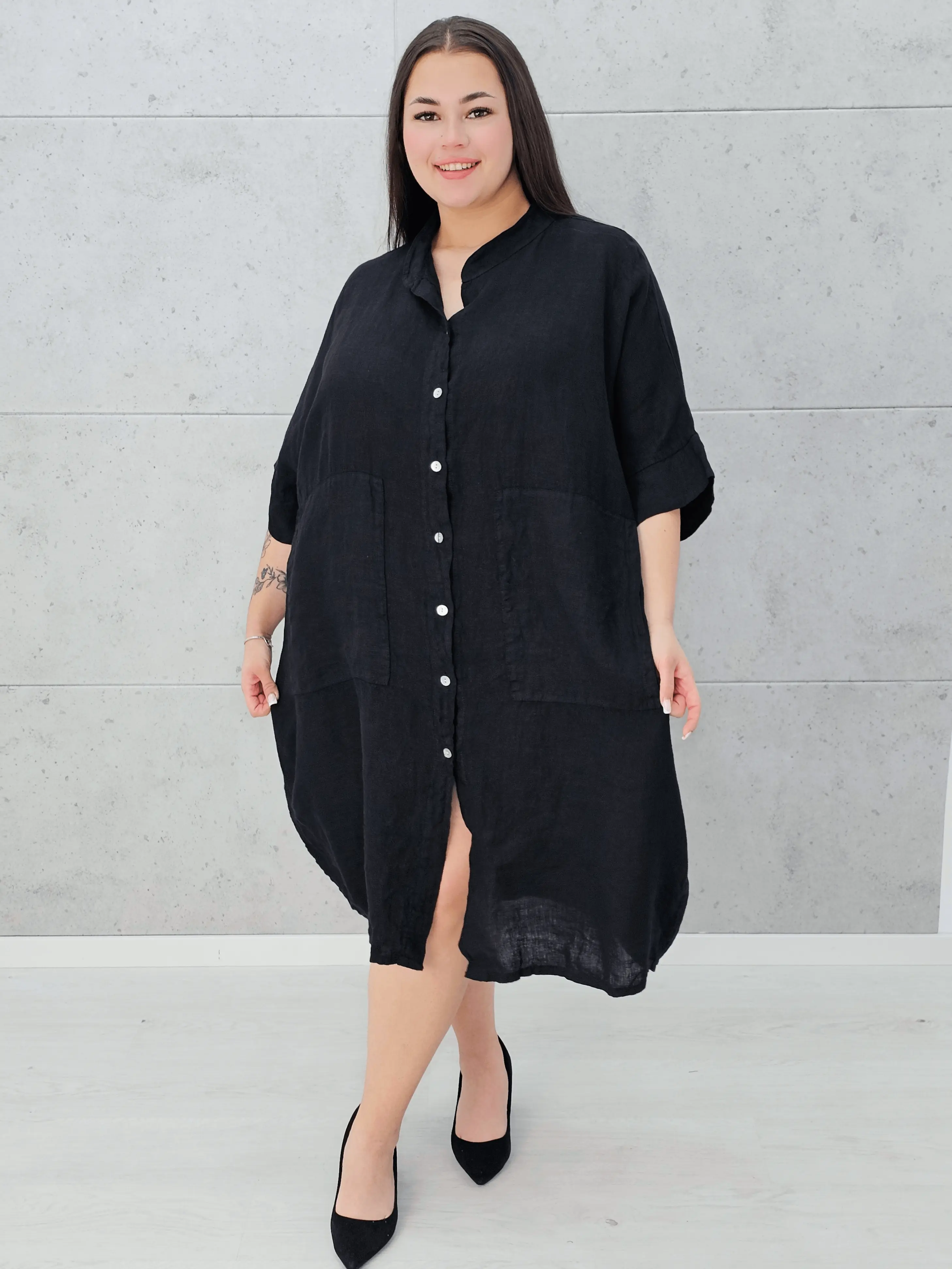 Lniana sukienka koszulowa Stylowa XL