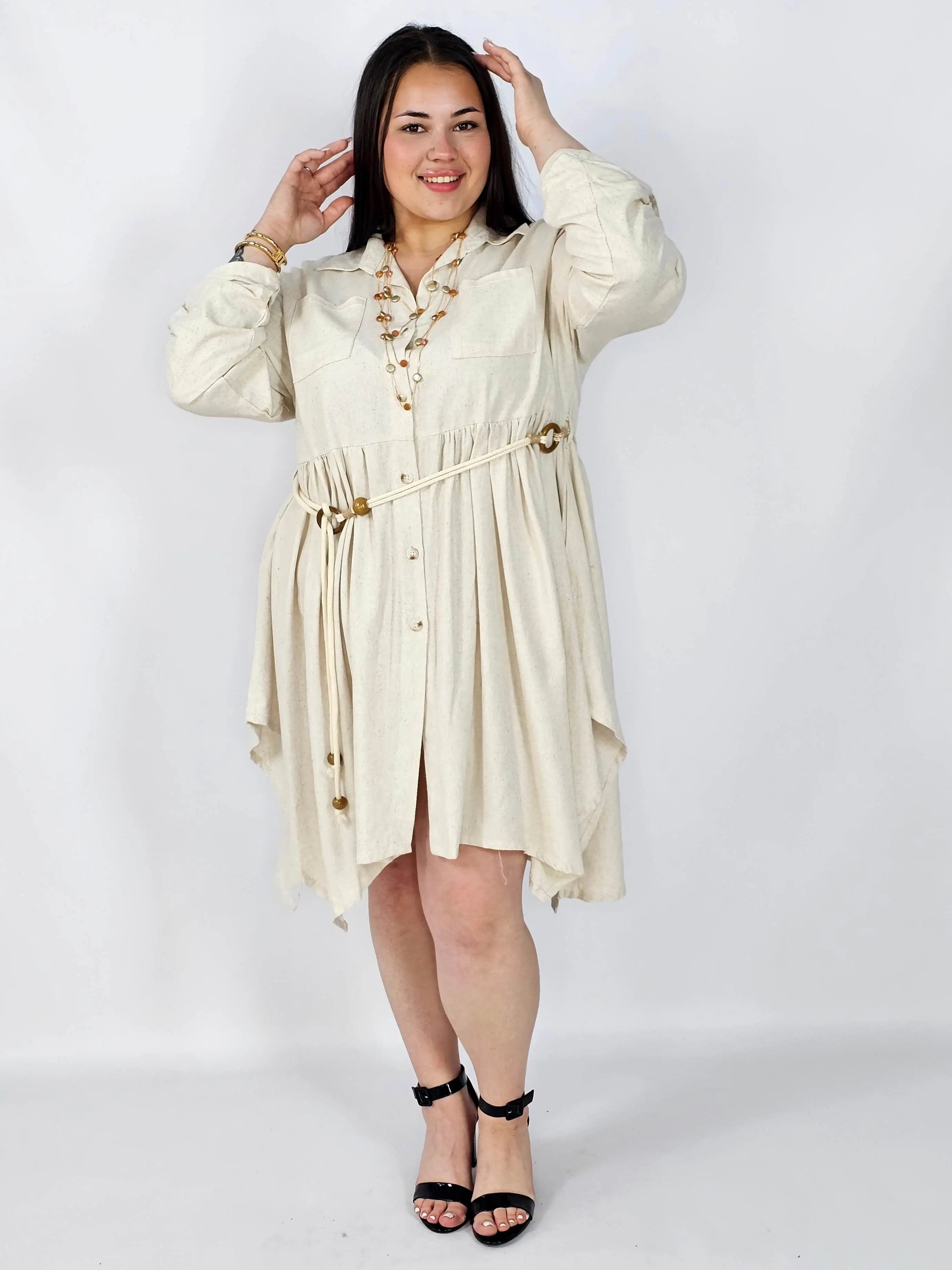 Lniana sukienka koszulowa plus size – lekka, wygodna i stylowa na co dzień Stylowa XL