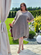 Lniana sukienka oversize z kieszeniami w kilku kolorach Stylowa XL