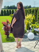 Lniana sukienka oversize z kieszeniami w kilku kolorach Stylowa XL