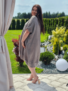 Lniana sukienka oversize z kieszeniami w kilku kolorach Stylowa XL