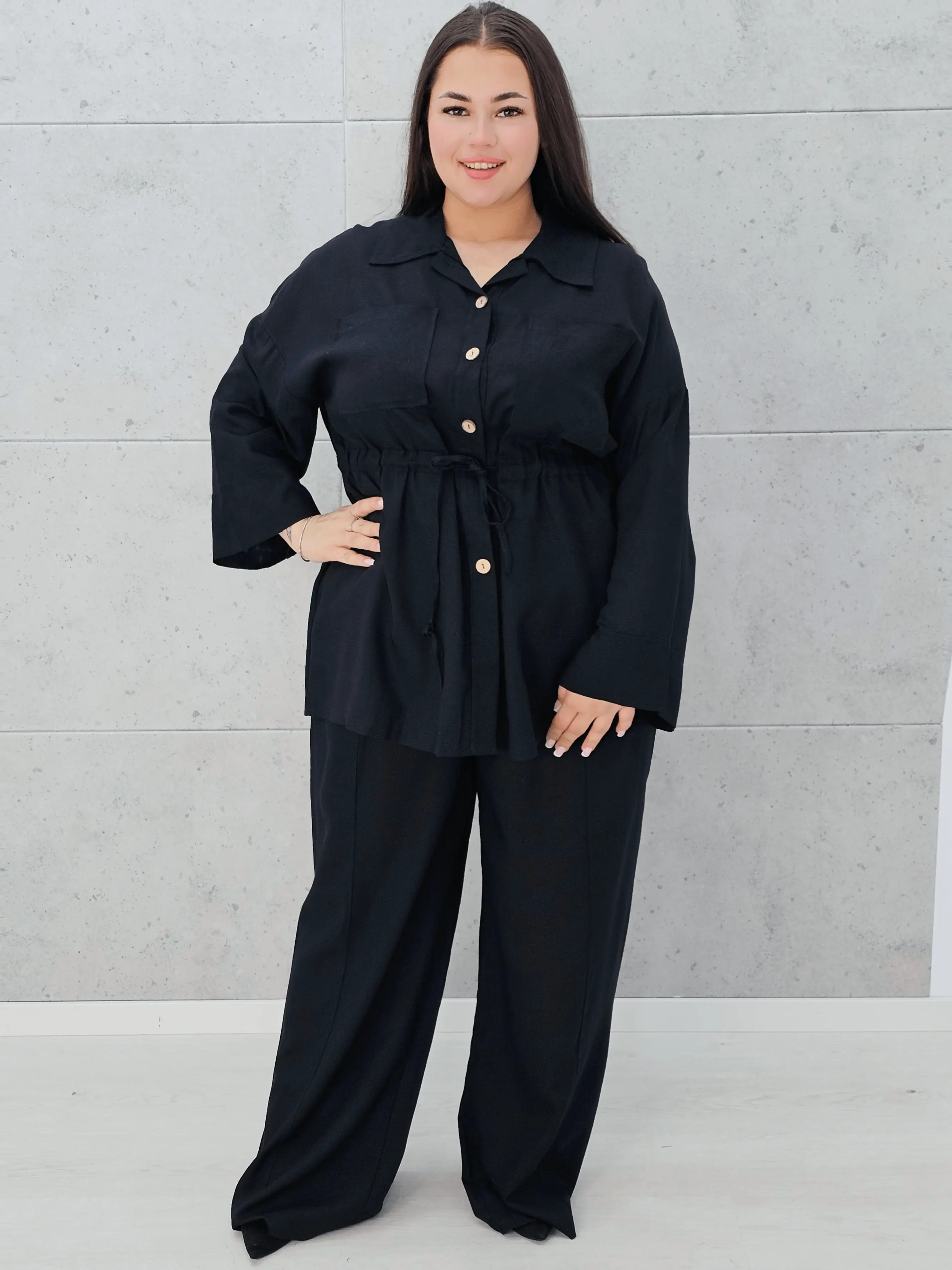 Lniany komplet z wiązaniem Stylowa XL