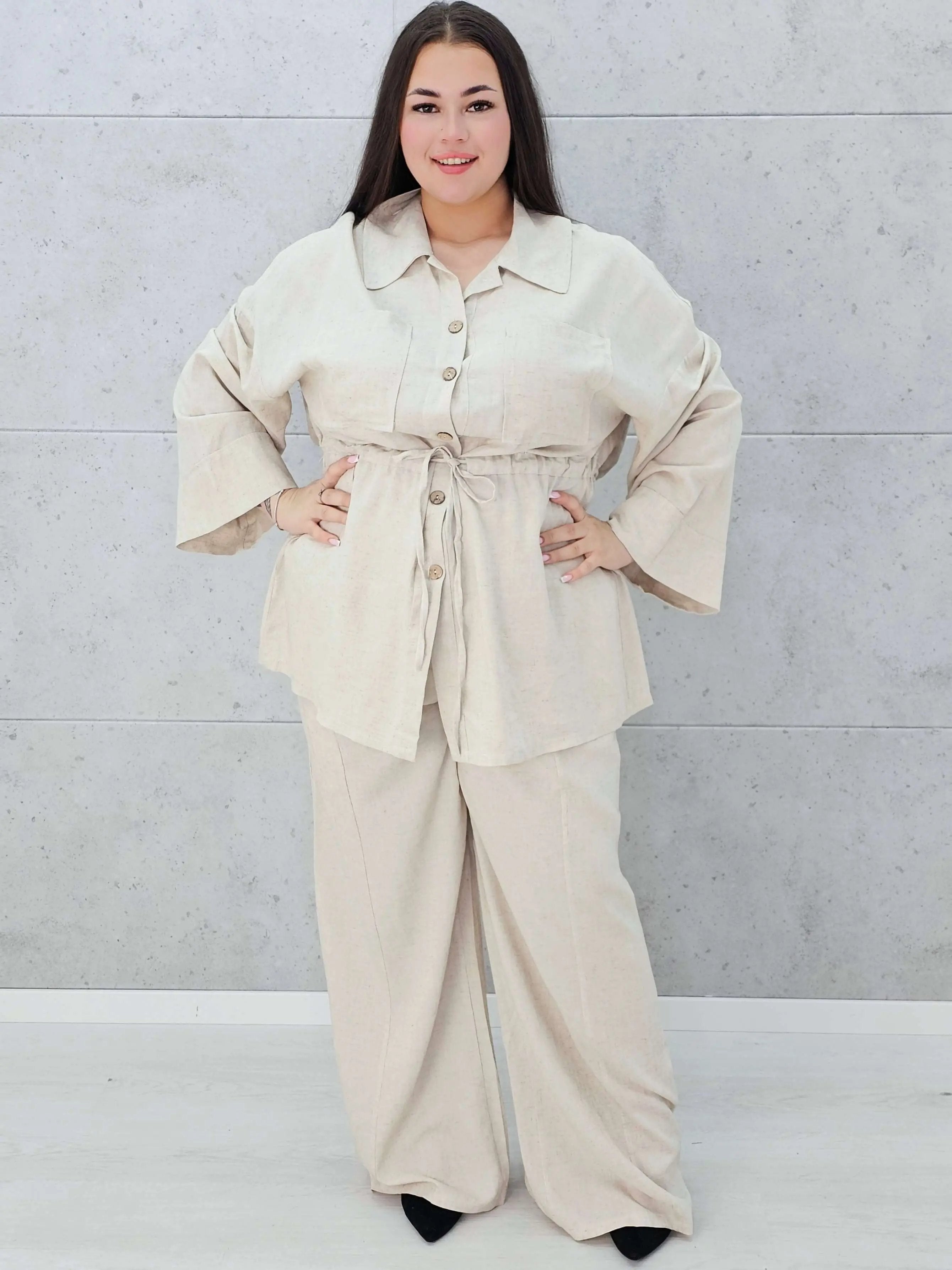 Lniany komplet z wiązaniem Stylowa XL