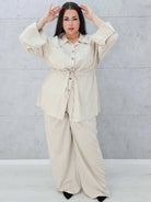 Lniany komplet z wiązaniem Stylowa XL