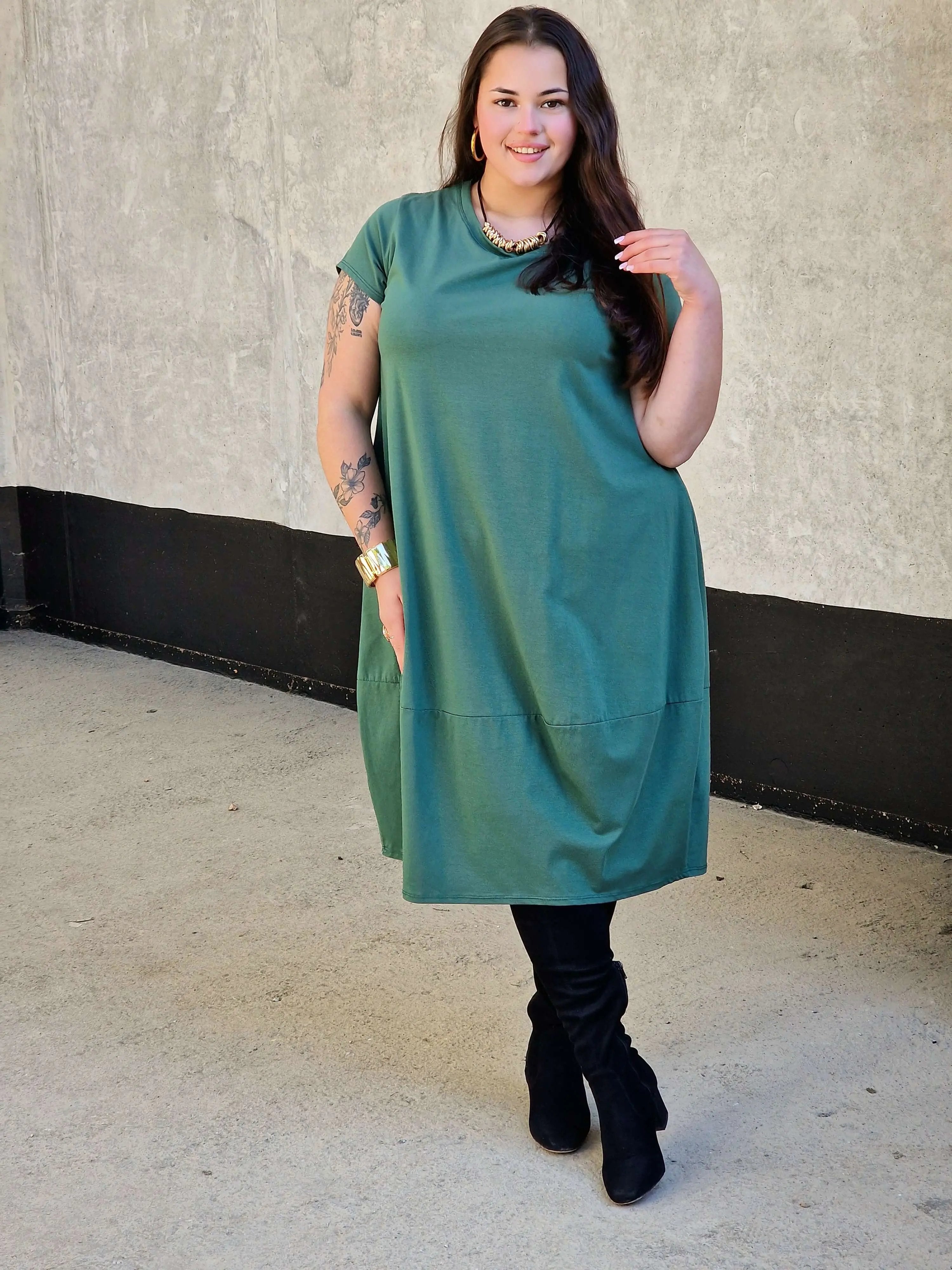 Luźna sukienka bawełniana z kieszeniami Stylowa XL