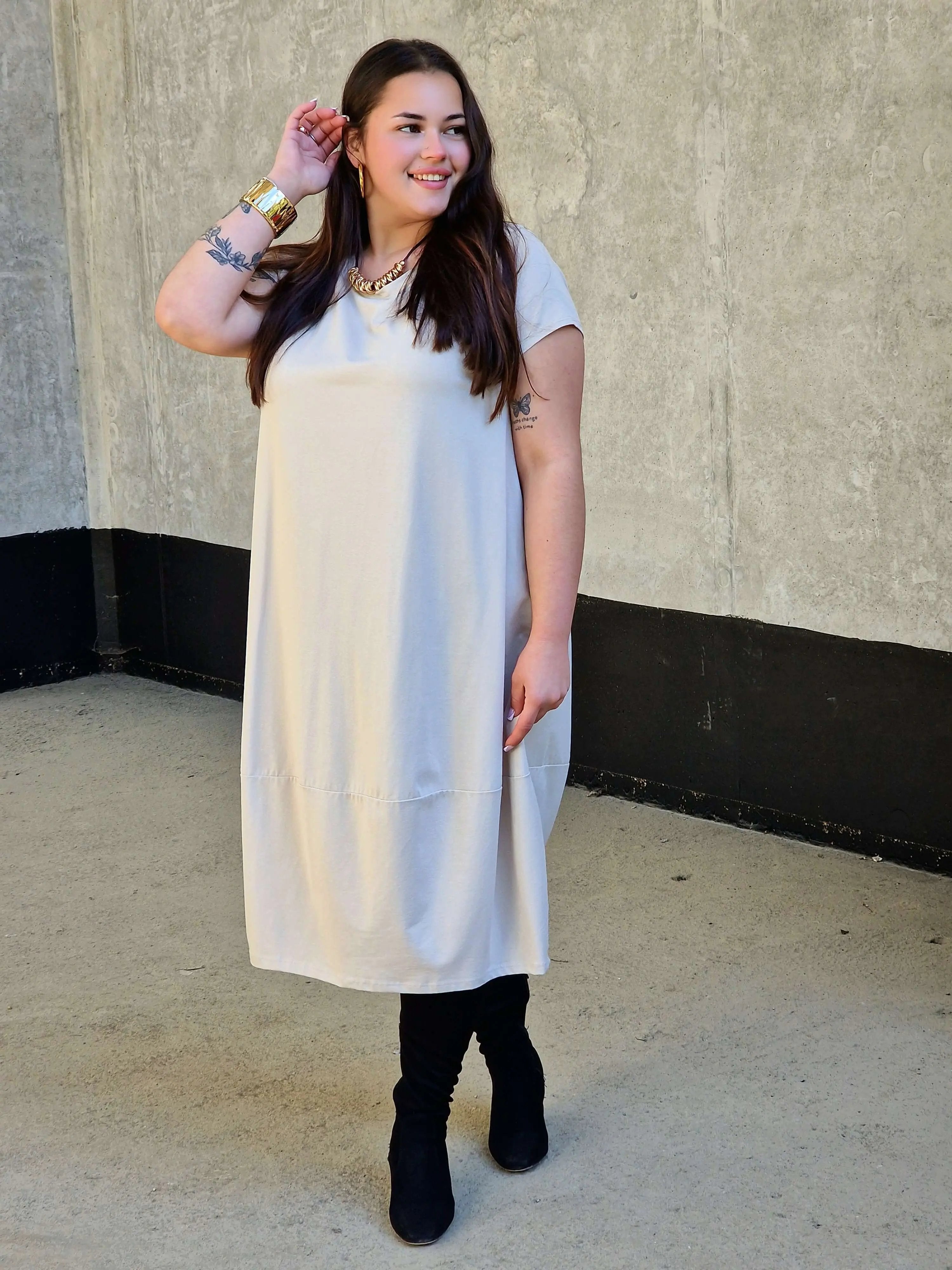 Luźna sukienka bawełniana z kieszeniami Stylowa XL