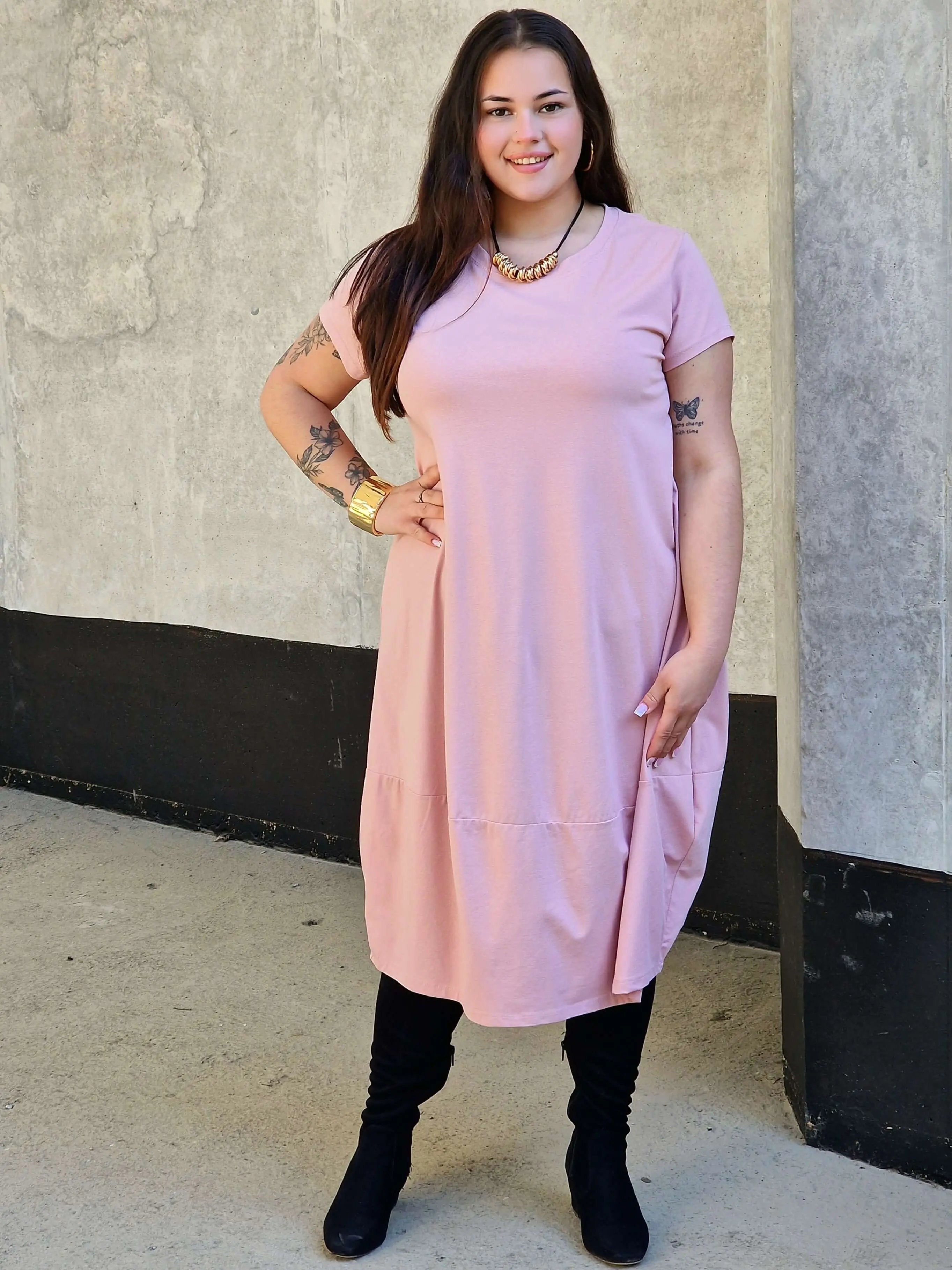 Luźna sukienka bawełniana z kieszeniami Stylowa XL