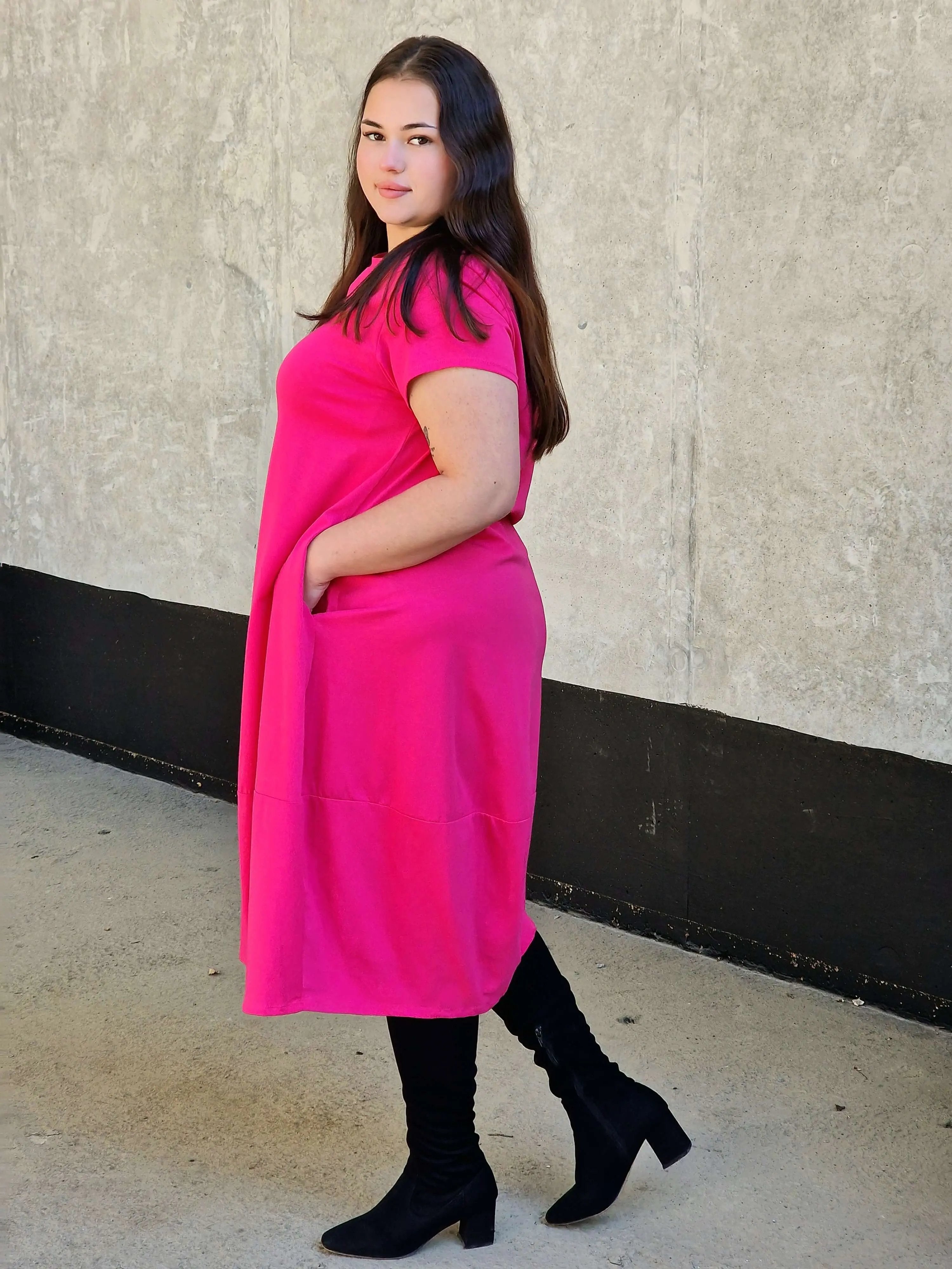 Luźna sukienka bawełniana z kieszeniami Stylowa XL