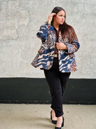 Marynarka damska w mieszany wzór zwierzęcy – unikalny design -GRANAT Stylowa XL