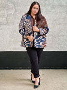 Marynarka damska w mieszany wzór zwierzęcy – unikalny design -GRANAT Stylowa XL