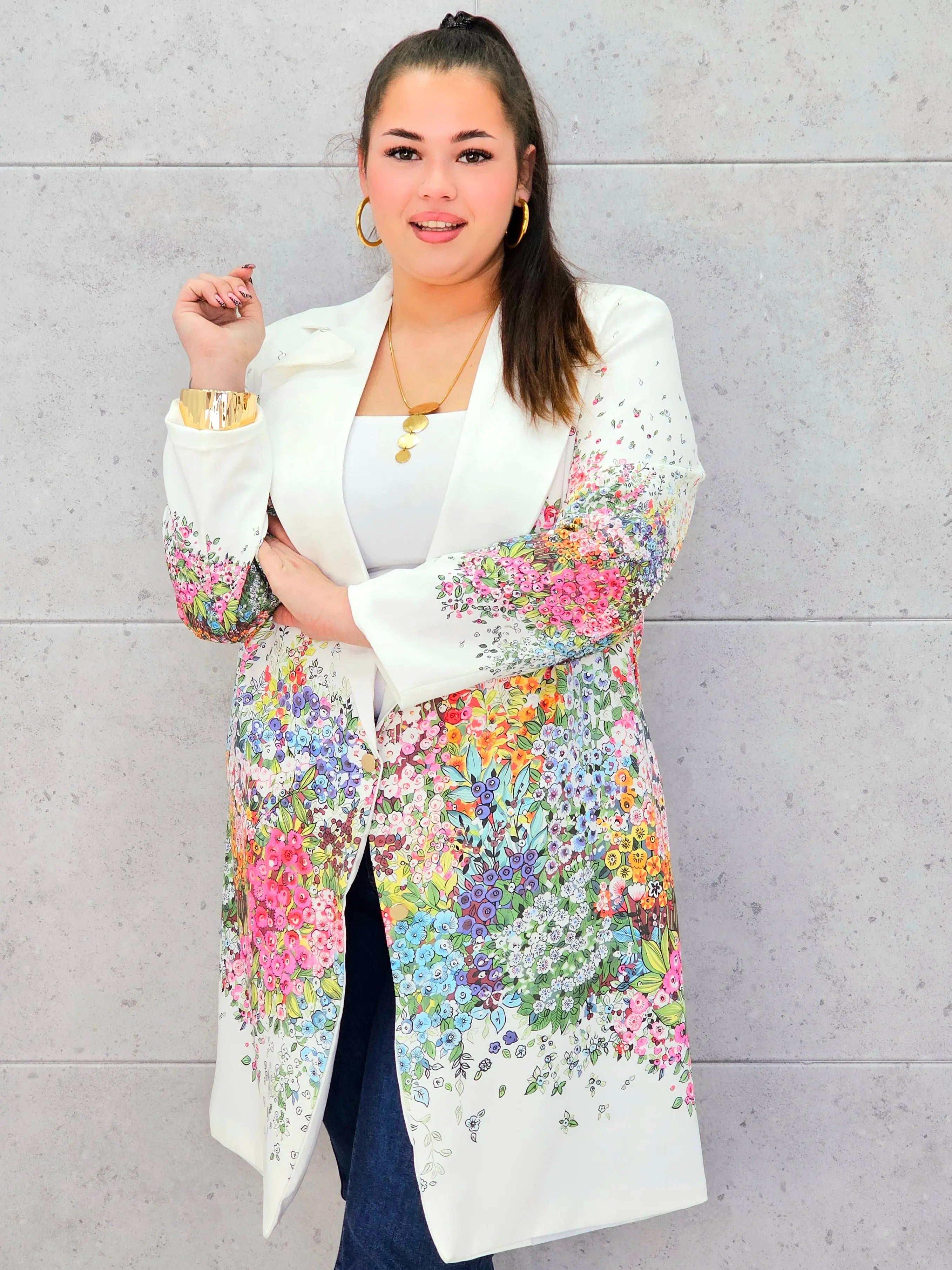Marynarka plus size w kwiaty – elegancja dla kobiet XXL Stylowa XL