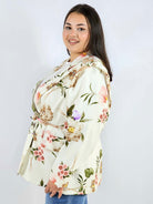 Marynarka plus size w kwiaty wiązana w talii elegancka XXL Stylowa XL