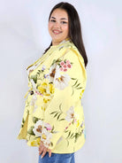 Marynarka plus size w kwiaty wiązana w talii elegancka XXL Stylowa XL