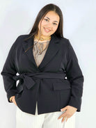 Marynarka plus size z wiązaniem elegancka dopasowana i kobieca Stylowa XL