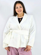 Marynarka plus size z wiązaniem elegancka dopasowana i kobieca Stylowa XL