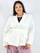 Marynarka plus size z wiązaniem elegancka dopasowana i kobieca Stylowa XL