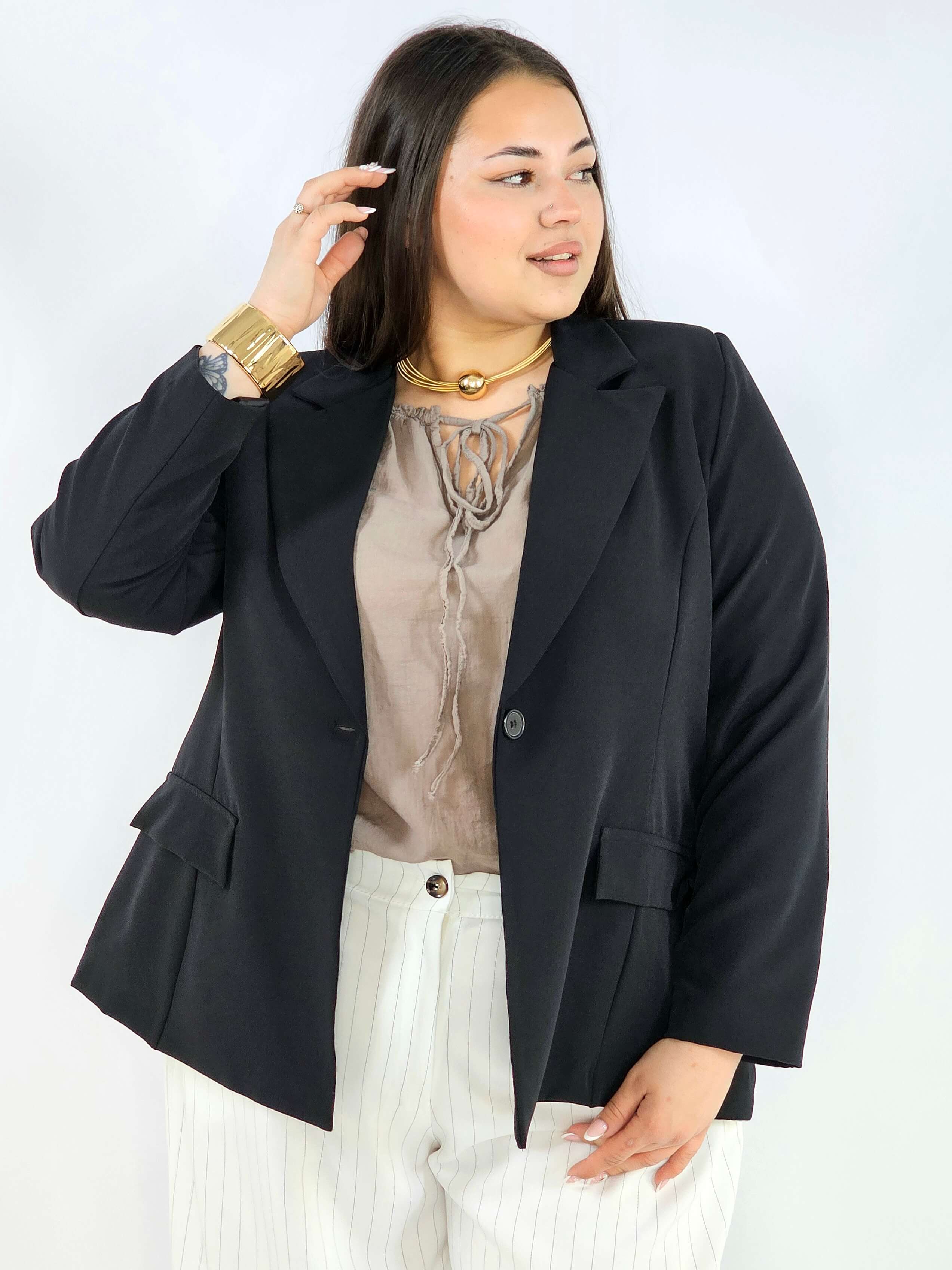 Marynarka plus size z wiązaniem elegancka dopasowana i kobieca Stylowa XL