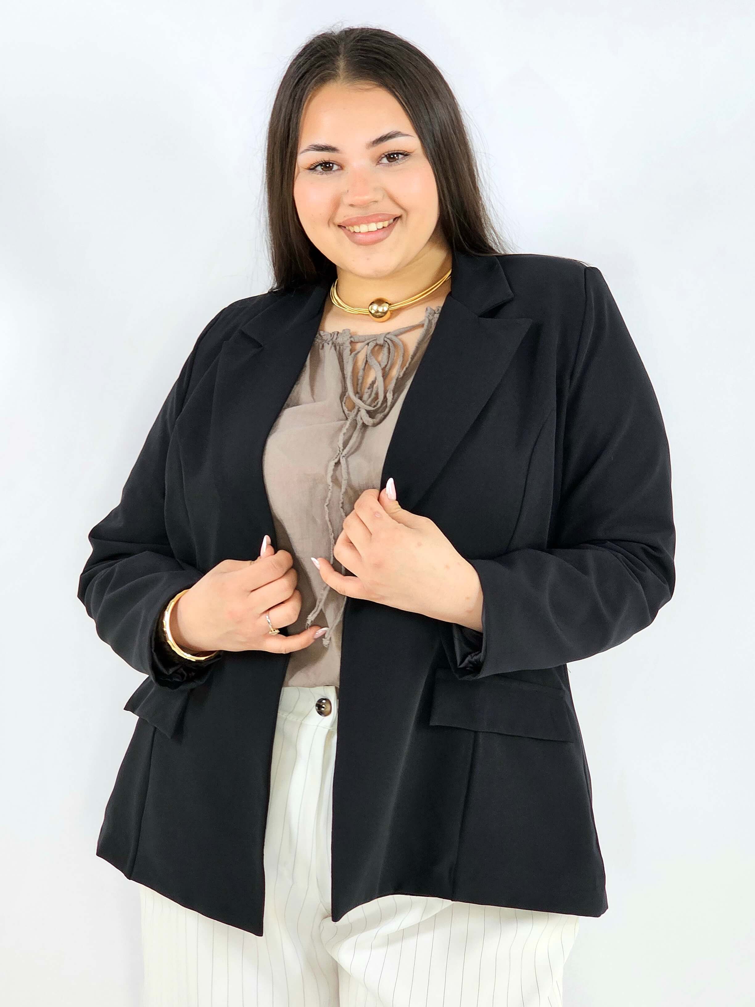 Marynarka plus size z wiązaniem elegancka dopasowana i kobieca Stylowa XL