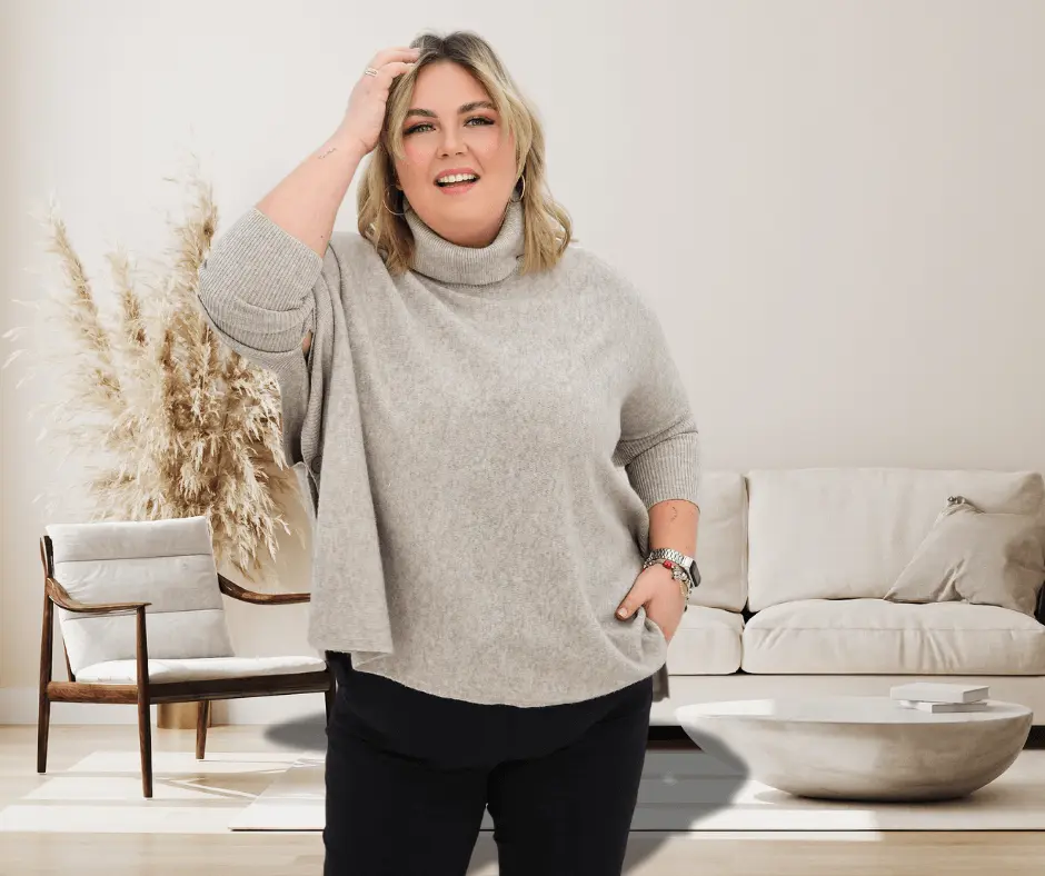 Milutki sweter nietoperz, na boku zdobienie- beż Stylowa XL