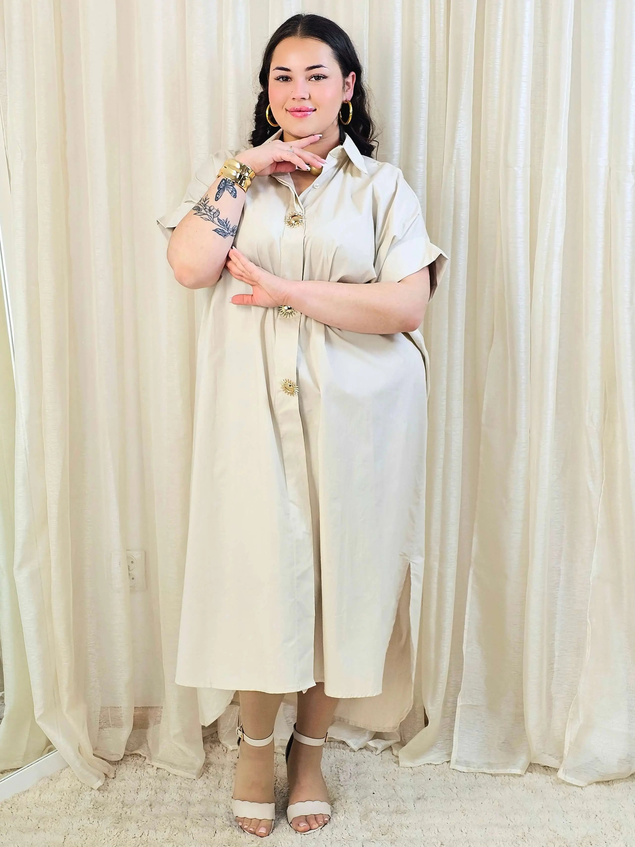 Minimalistyczna sukienka koszulowa z bawełny Stylowa XL